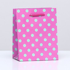 Пакет подарочный "Горох на розовом", 11,5 х14,5 х 6,5 см