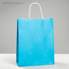 Пакет крафт "Радуга" голубой, 25 х 11 х 32 см, крученая ручка