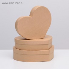 Набор коробок в форме сердца 3 в 1 "Крафт однотонный", 29 х 24 х 7 - 25 х 20 х 5 см