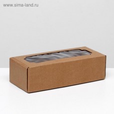 Коробка самосборная, с окном, бурая, 32 х 13 х 9 см