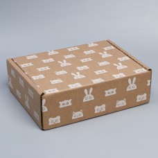 Коробка сборная «Зверята», бурый, 27 х 21 х 9 см