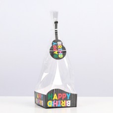 Пакет с жестким дном "С днем рождения!", 9 х 9 х 32 см