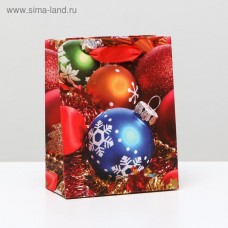 Пакет ламинированный "Новогодние шары", 11,5 x 14,5 x 6 см