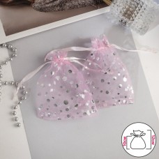 Мешочек подарочный "Пузырьки", 10 х 12, цвет розовый с серебром