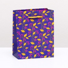 Пакет подарочный "Фиолетовая рябина" 11,5 х 14,5 х 6,5 см