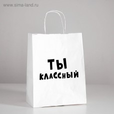 Пакет подарочный «Ты классный», 24 х 10,5 х 32 см