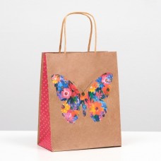 Пакет подарочный "Цветочная бабочка" 18 х 22,3 х 10 см
