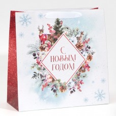 Пакет ламинированный квадратный «Snow», 30 × 30 × 12 см