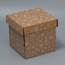 Складная коробка бурая «Звёзды», 16.6 х 15.5 х 15.3 см