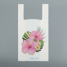 Пакет "Цветы", полиэтиленовый, майка, 28 х 55 см, 35 мкм