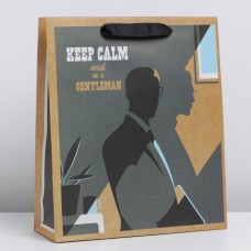 Пакет крафтовый вертикальный Keep calm, M 26 х 30 х 9 см