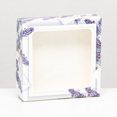 Коробка складная с окном "Весенние цветы", 15 х 15 х 4 см