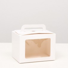 Коробка складная, с окном и ручкой, белая, 10 х 14 х 10 см