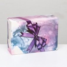 Коробка складная "Подарочек" с фиолетовым бантом, 16 х 23 х 7,5 см