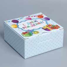 Коробка сборная «С Днём рождения», 15 х 15 х 7 см