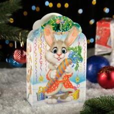 Подарочная коробка "Заяц-Кот" белый, 16,8 х 7 х 25 см