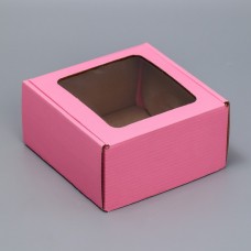 Коробка сборная с окном «Розовый»16х8х16 см