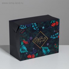 Пакет-коробка «Новогодняя ботаника», 23 × 18 × 11 см