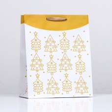 Пакет ламинированный "Золотые ёлочки", 26 x 32 x 12 см