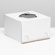 Коробка под торт с окном, "Пироженка", с усиленным дном, белая, 30 х 30 х 19 см