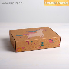 Коробка складная крафтовая «Единорог», 21 × 15 × 5 см
