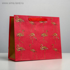 Пакет крафтовый горизонтальный «Фламинго», ML 27 х 23 х 11,5 см