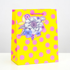 Пакет подарочный "Цветочный горошек", 18 х 22,3 х 10 см