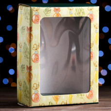 Коробка подарочная, крышка-дно, с окном "Новогодние чудеса", 18 х 15 х 5 см
