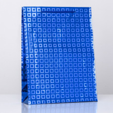 Пакет подарочный, фольгированный, "Синий" 34 Х 26 Х 8 см МИКС