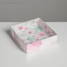 Коробка для макарун с подложками с PVC крышкой «Весенний подарок», 12 х 12 × 3,5 см