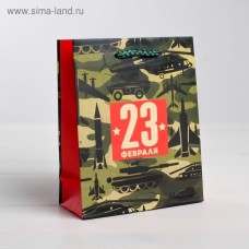 Пакет ламинированный вертикальный «С 23 февраля!», S 12 × 15 × 5,5 см