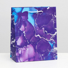 Пакет подарочный "Мокрая Акварель",сине-фиолетовый 18 х 22 х10 см