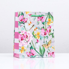 Пакет подарочный "Райский сад", розовый, 18 х 22,3 х 10 см