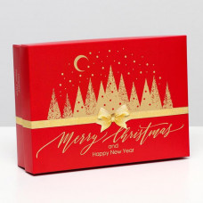 Подарочная коробка "Merry Christmas", красная, 21 х 15 х 5,7 см