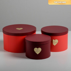 Набор шляпных коробок для цветов 3 в 1 «Красный», 18 × 13 см - 25 × 15 см