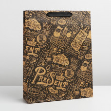 Пакет крафтовый вертикальный «Present», L 31 × 40 × 11,5 см