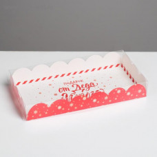 Коробка для кондитерских изделий с PVC крышкой «Подарок от Деда Мороза», 10.5 × 21 × 3 см