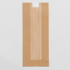 Пакет крафт, прямоугольное дно, с продольным окном 30 х 12 х 9 см