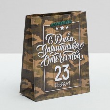 Пакет ламинированный вертикальный «С Днём Защитника Отечества, 23 февраля», S 12 × 15 × 5,5 см