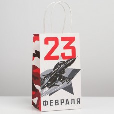 Пакет крафтовый «23.02», 12 × 21 × 9 см