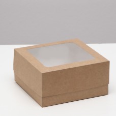 Коробка под бенто-торт, крафтовая, 16 х 16 х 8 см