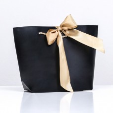 Пакет подарочный с лентой «Черный» 28 х 20 х 9 см