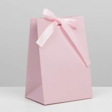Пакет подарочный с лентой «Розовый», 13 × 19 × 9 см