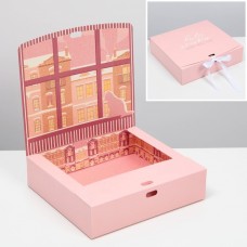 Коробка складная двухсторонняя «Розовый новый год», 20 × 18 × 5 см