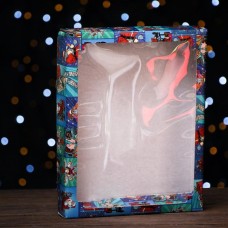 Коробка сборная крышка-дно с окном, "Pop-art улётный новый год", 26 х 21 х 4 см