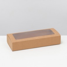 Коробка складня, пенал, с окном, крафтовая, 27 х 12 х 5 см