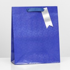 Пакет подарочный, синий, 26 х 32 х 12 см