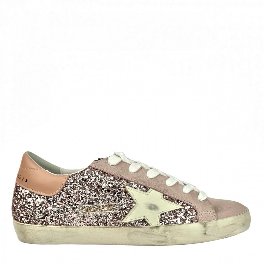 Super-Star in Silver Glitter With Leather Star and Heel Tab
