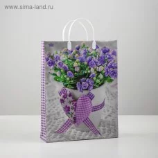 Пакет "Лиловое сердце", мягкий пластик, 30 х 9 х 40 см, 140 мкм