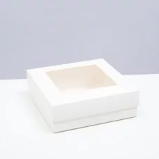 Коробка складная, крышка-дно,с окном, белая, 15 х 15 х 5 см